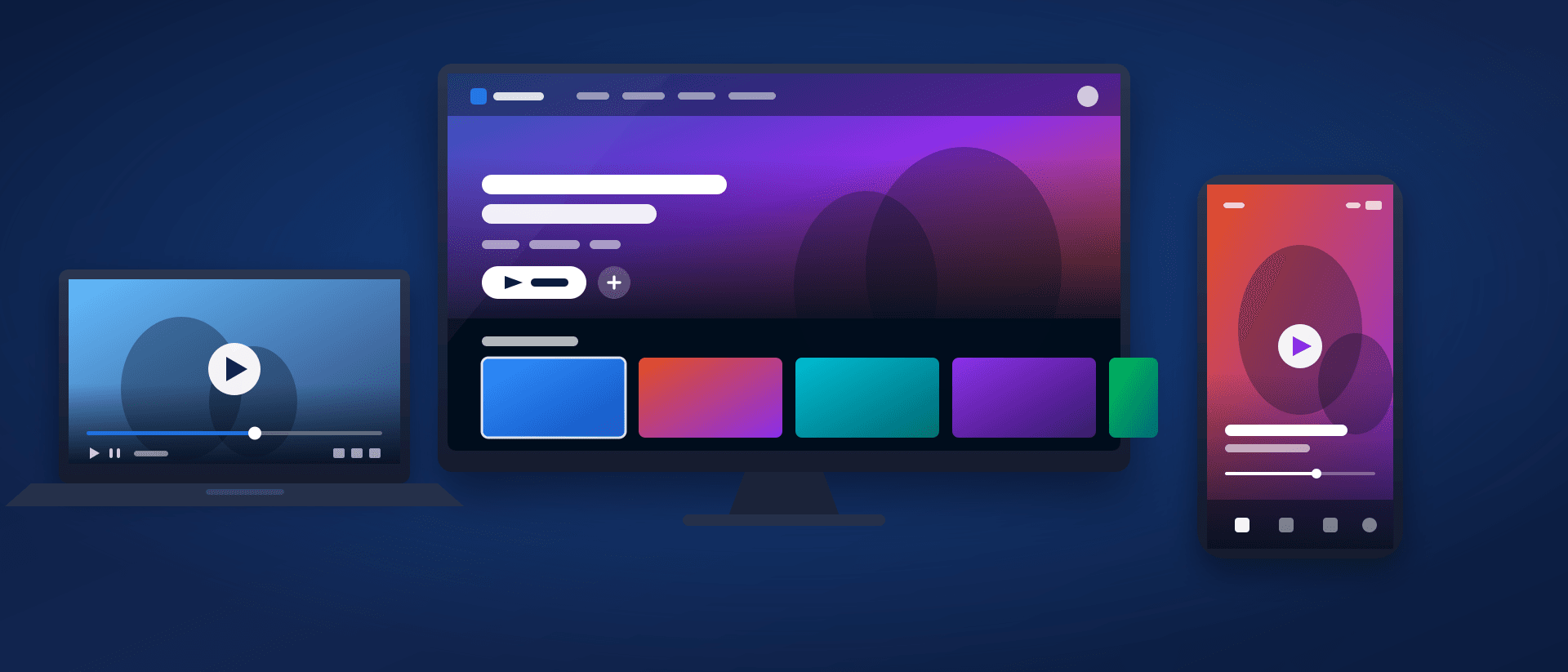 An Innocrux-powered streaming service playing on a smart TV, a laptop and a phone at the same time