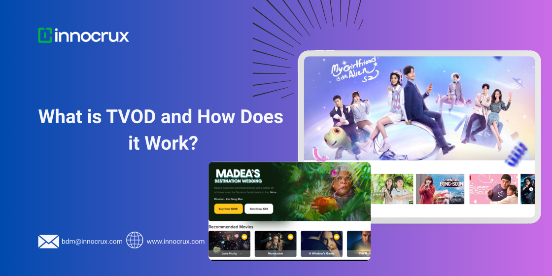 Illustration of TVOD streaming model showing pay-per-view and purchase options
