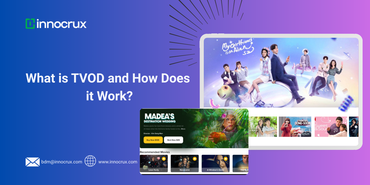 Illustration of TVOD streaming model showing pay-per-view and purchase options